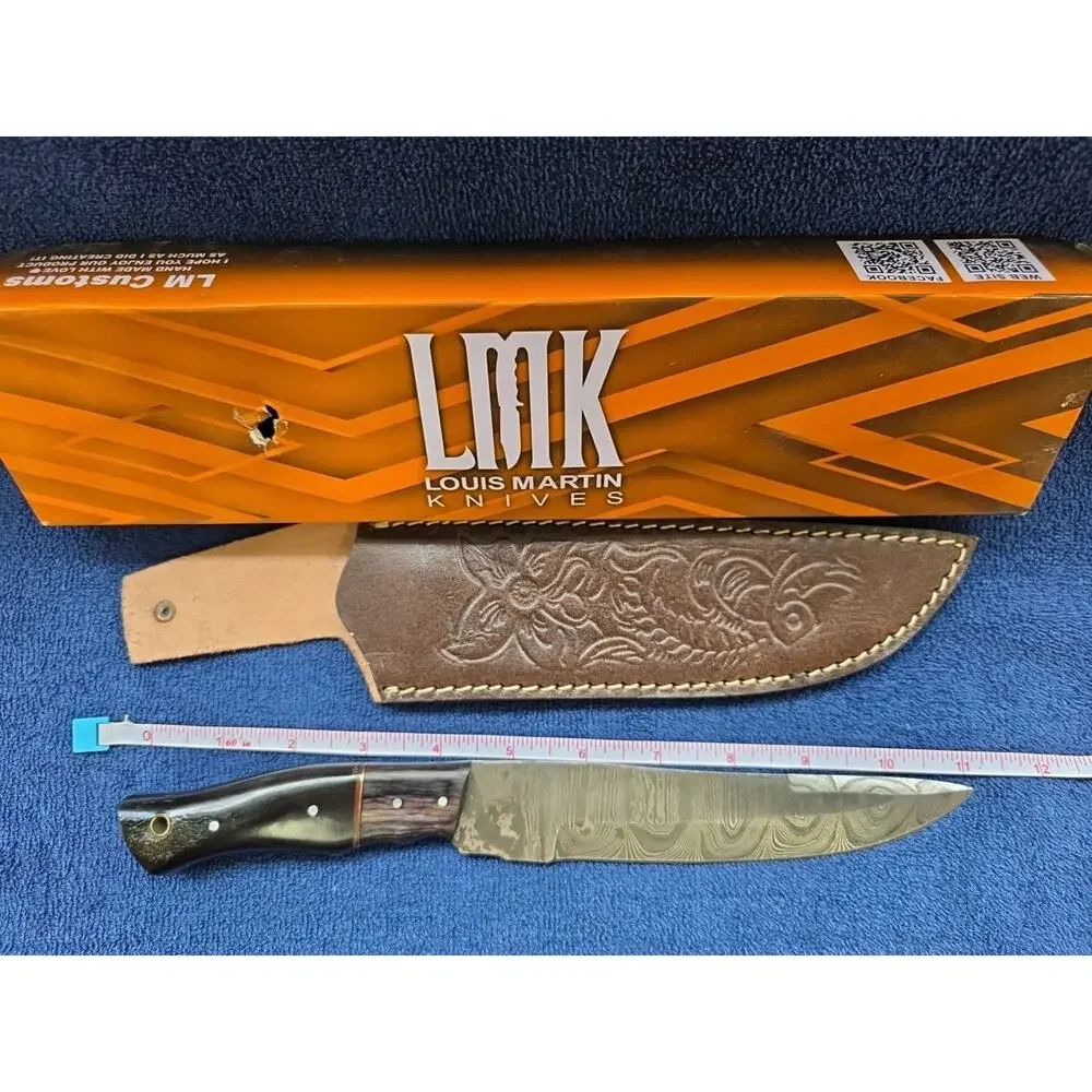 Hunting Bowie Knife 11 Inch Custom Made Forged Damascus Blade LMK Knives #9614